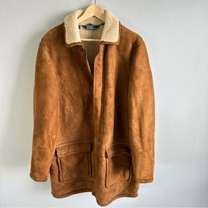 Polo Ralph Lauren Whiskey Brown Shearling Sheepskin Mens Coat Size Medium